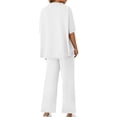 thumbnail image 4 of Women 2 Piece Outfits 3/4 Batwing Sleeve Pullover Tops and Wide Leg Pants Casual Lounge Set, 4 of 6