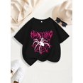 thumbnail image 1 of Girl'S Casual Crew Neck T-Shirt with Vibrant Spider Web & "FUN" Print - Soft, Stretchy Fabric, Short Sleeve, Summer Top, Casual Summer Top | Playful Print Top | Comfortable Fit, Ladies, 1 of 6