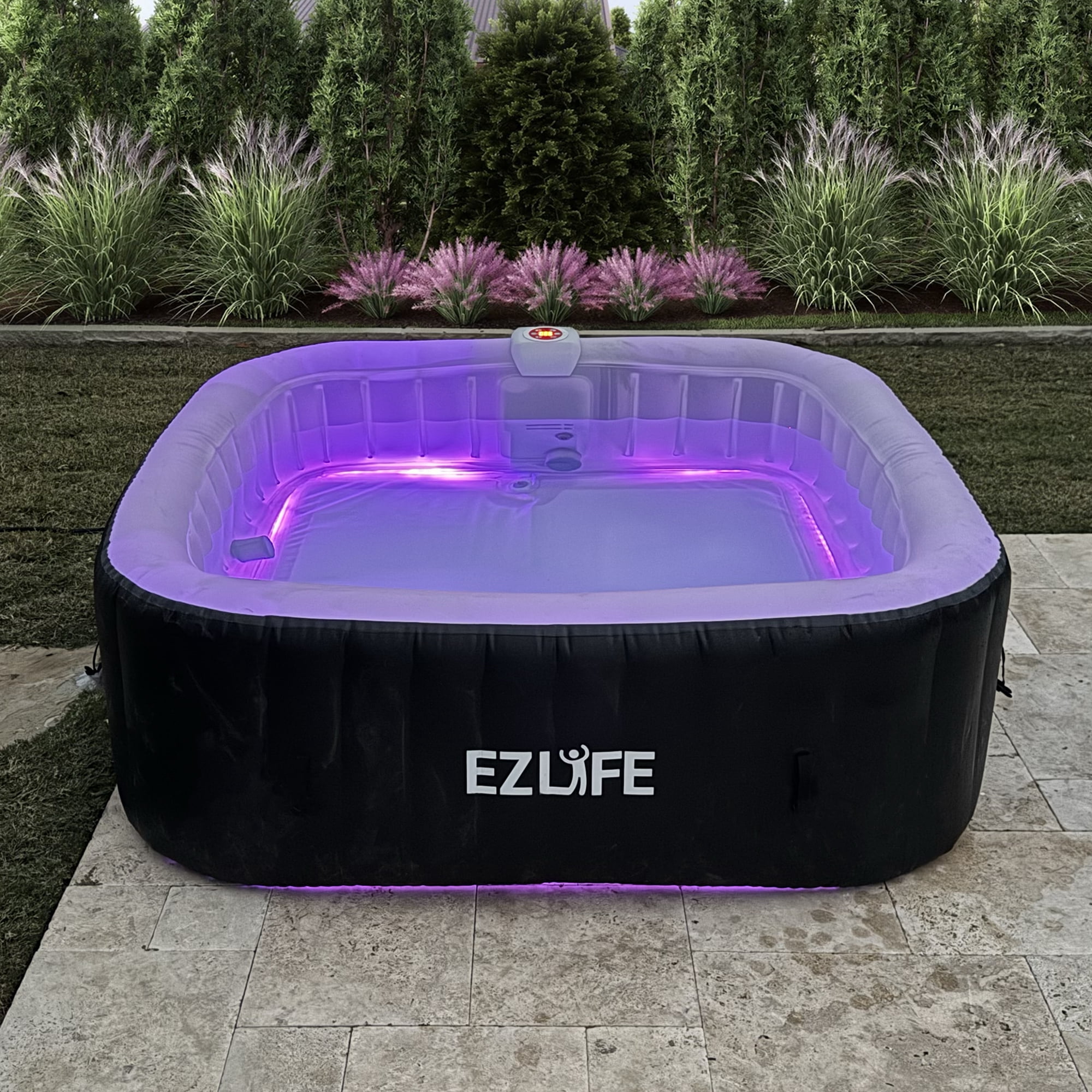 6 Person Inflatable Square Hot Tub Spa with LED Lights