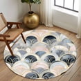 thumbnail image 3 of Pink Navy Blue Geometric Round Rug 5ft Washable Circle Kitchen Rugs Non Slip Abstract Art Modern Large Area Rug Indoor Floor Carpet for Bedroom Living Room Home Office Dining Room Nursery, 3 of 8
