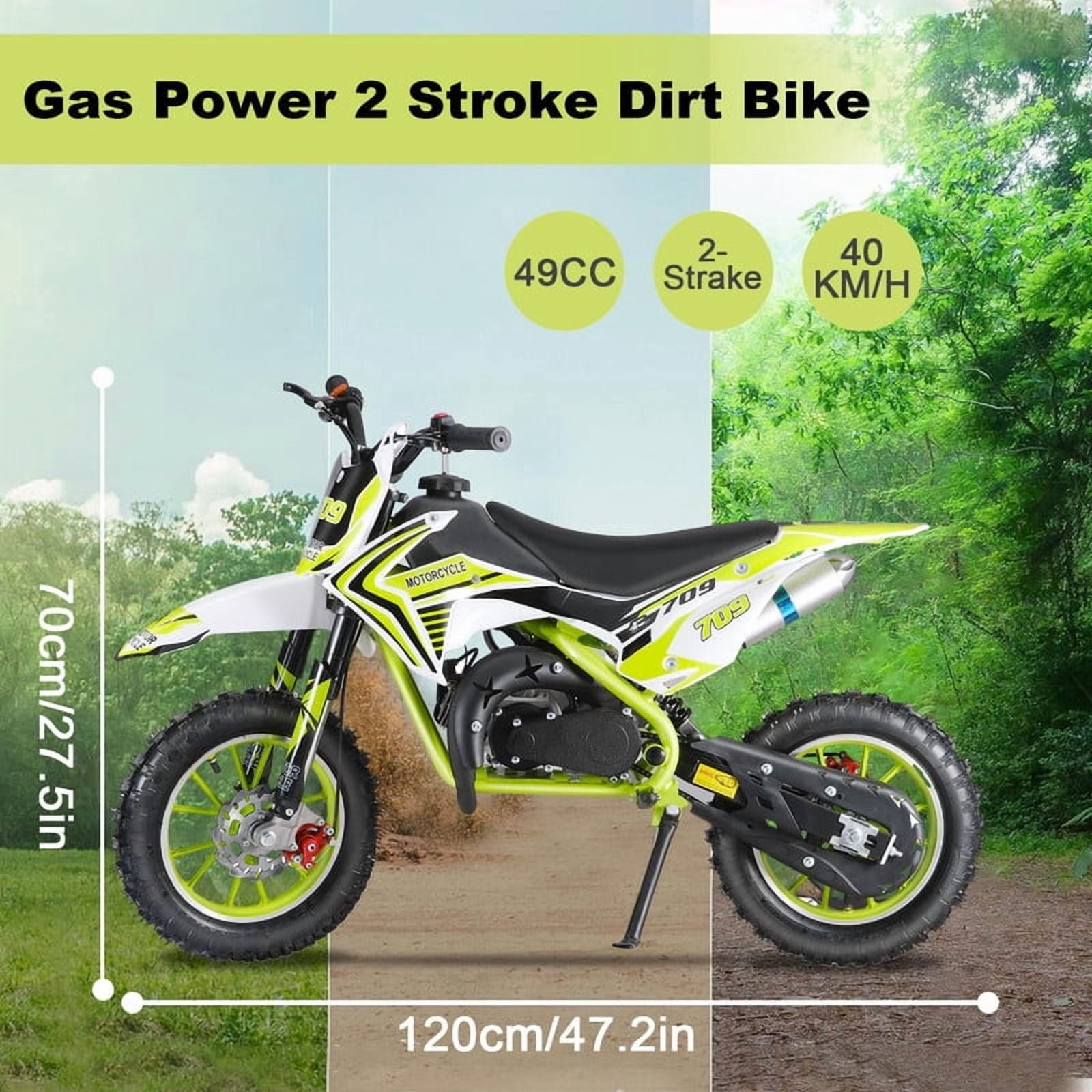 Seipouy 49cc Dirt Bike for Adults & Kids-Kids Dirt Bike 2-Stroke Gas Powered Off Road Motorcycle Mini Bikes 20 MPH for Uphill and Off-Road Conditions Pull Start motos para niños