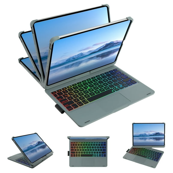 Only Tablet Case With Keyboard For IPad (10.9", 2022) & for IPad 11th (A16, 2025) - 360° Rotatable, 7-Color Backlight, Multi-Touch Trackpad, Light