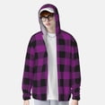 thumbnail image 2 of Fotbe Purple Black Plaid Chaqueta con Protección Solar UPF 50+ para Hombre y Mujer, Camisa con Capucha y Bolsillos-Medium, 2 of 7