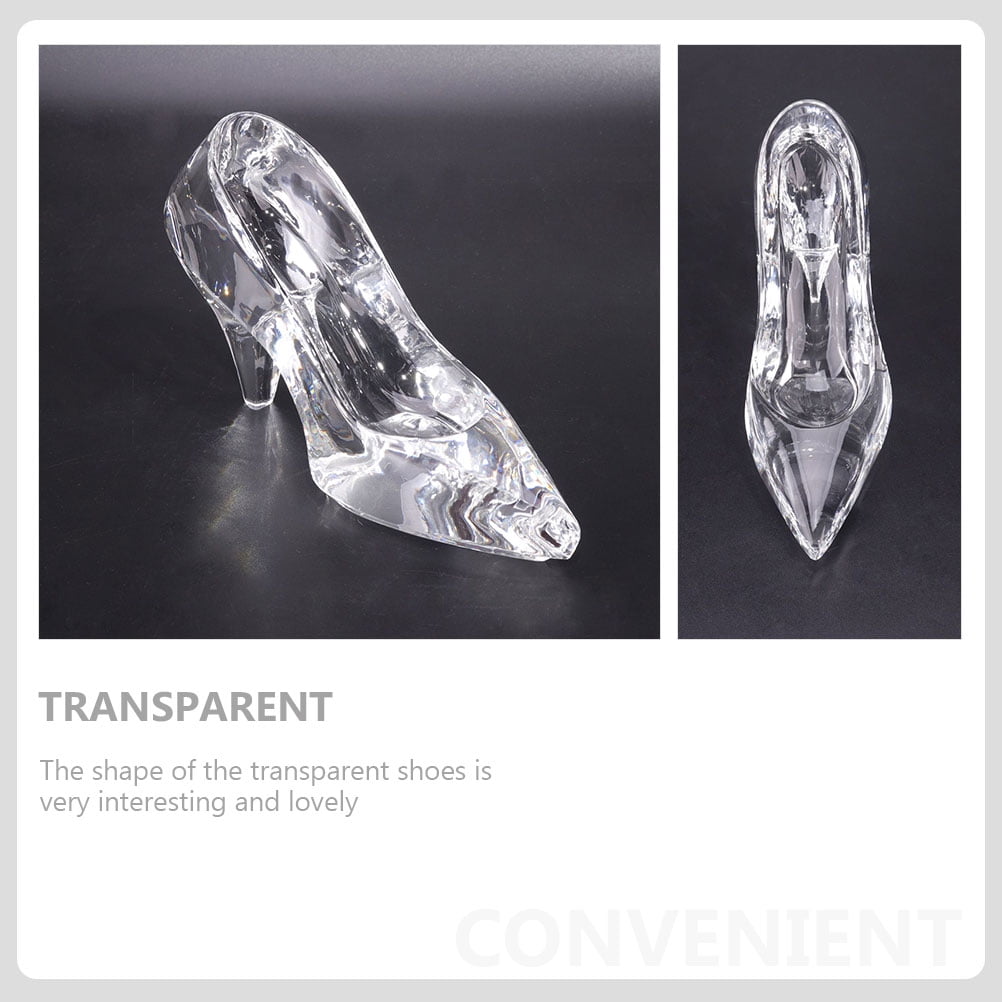 R7RC Princess Clear Glass Slipper Imitation Crystal Transparent Bowknot  High Heels Shoes Figurine Ornament for Wedding Birthday - AliExpress