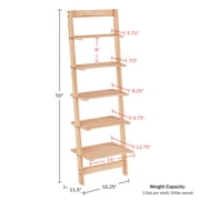 Lavish Home 5-Tier Ladder Shelf for Living Room, Bathroom, or Office (Oak)