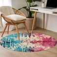 thumbnail image 4 of Round Rugs 3Ft, Teal Pink Orange Round Area Rug Washable Indoor Throw Carpet, Boho Vintage Abstract Splashing Art Small Non Slip Circle Rug for Bedroom Living Room Home Decor Aesthetic, 4 of 8