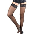 thumbnail image 4 of ToBeInStyle Women's Sheer Nylon Thigh High With Seamless Lace Top, 4 of 4
