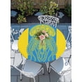 thumbnail image 6 of Blue Yellow Jellyfish Round Fitted Tablecloth with Elastic Edge, Waterproof Table Cloth Table Cover for 55"-60" Tables, Summer Beach Coastal Modern Art Tablecloths for Dining Picnic Indoor Outdoor, 6 of 9