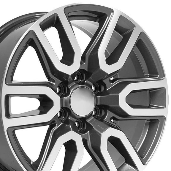 OE Wheels CV36 20 Inch Rim Fits Sierra 1500 Style 6x139.7 20x9 Gloss Gunmetal Machined - Hollander 5914 (1)