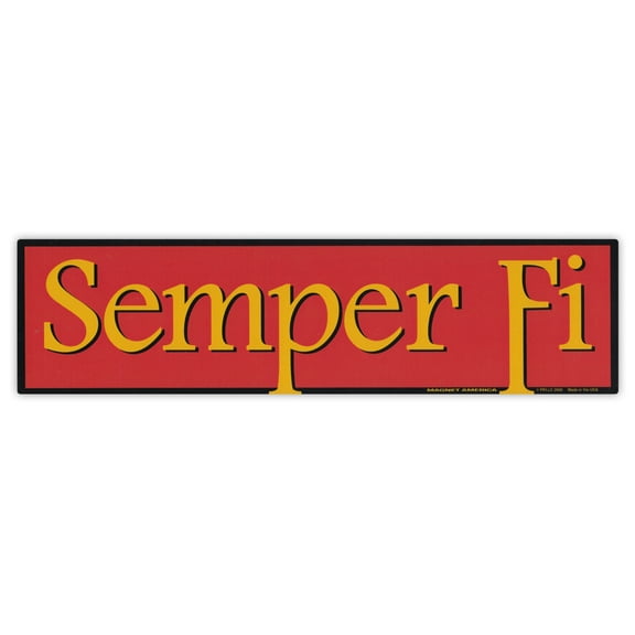 Magnetic Bumper Sticker - Semper Fi - USMC United States Marine Corp - 10.75" x 2.75"