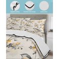 thumbnail image 4 of Yellow Grey Botanical Twin Size Down Alternative Comforter, Lightweight Comforter Quilt Bedding Set with Pillow Shams Spring Floral Summer Birds Retro All Seasons Bed Comforter Duvet Insert 68"x86", 4 of 7