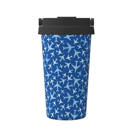 

KLL Airplanes in the Sky Pattern Stainless Steel Vacuum Insulated Tumbler - Carry Insulated Coffee Mug - Reusable Insulated Cold Brew Iced Coffee Cup Thermos