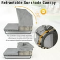 thumbnail image 3 of 57 Inch Outdoor Rattan Daybed with Retractable Sunshade Canopy Heavy Duty Iron Frame Detachable Cushions for Patio Backyard Pool Grey, 3 of 9