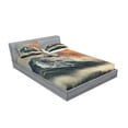 thumbnail image 2 of Ambesonne Nature Fitted Sheet & Pillow Sham Set, Snowy Peak Mountain, Queen, Grey Orange, 2 of 2