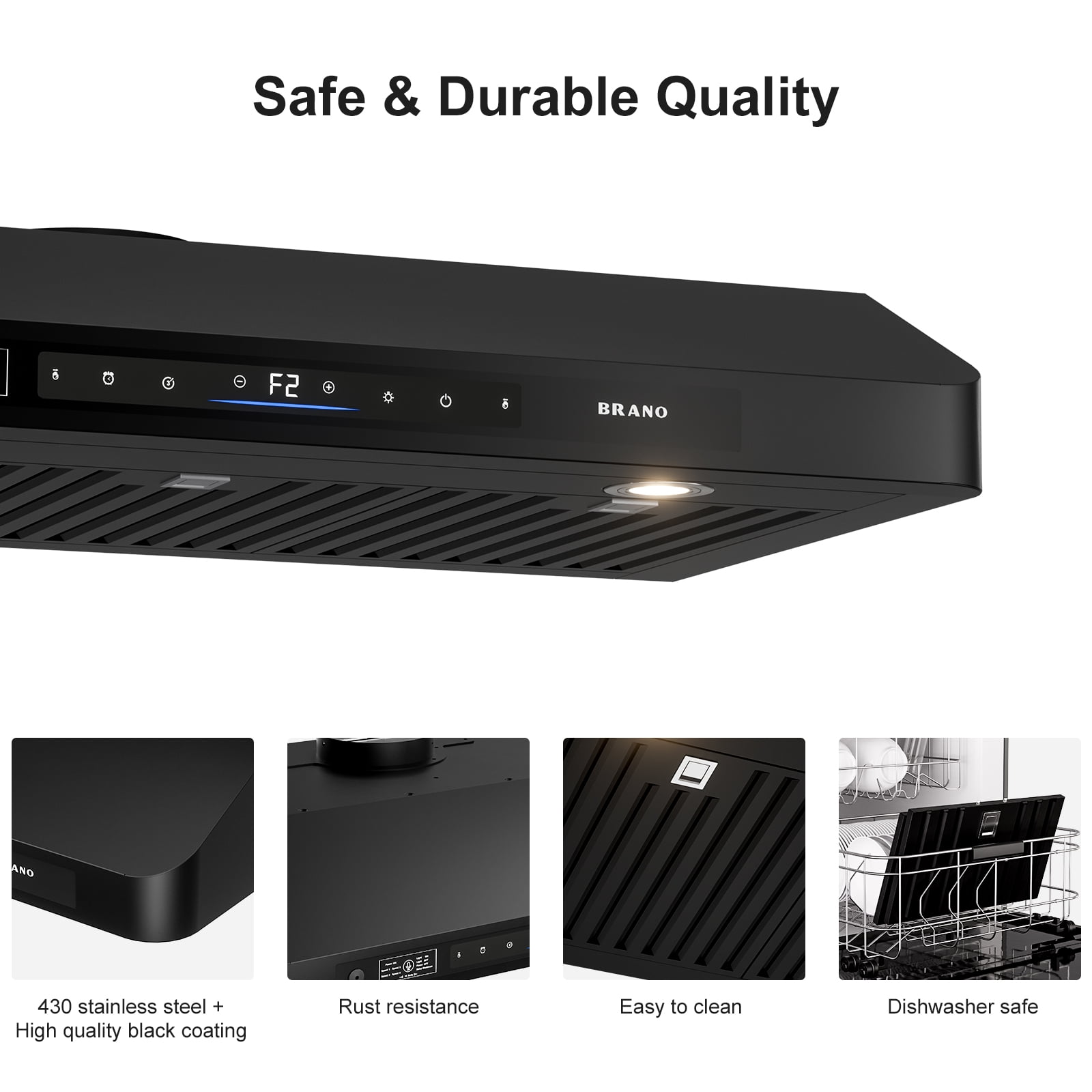 30 In. 900 CFM Ducted Under Cabinet Range Hood In Black Stainless Steel With Dishwasher Filter
