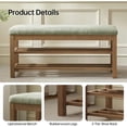 thumbnail image 4 of VKNOW 44.3” Wooden Entryway Bench, 2-Tier Upholstered Shoe Bench for Bedroom, Storage End of Bed Bench with Rubberwood Legs for Living Room, Hallway, Green, 4 of 13