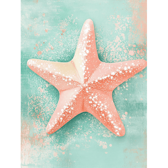 Peach Starfish Canvas Wall Art, Perfect for Bedroom, Living Room, Bathroom, Nursery, and Office Decor.