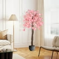 thumbnail image 2 of Costway 1 PCS 5.5 FT Tall Artificial Cherry Blossom Tree with Pink Flowers Fake Potted Tree Pink, 2 of 8