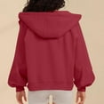 thumbnail image 4 of Htigea Full Zip Sweatshirts for Women Lace Splice Long Sleeve Hoodies Thin Fleece Hooded Pullover Tops Y2k Sweatshirt Red XXL, 4 of 8
