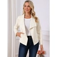 thumbnail image 4 of DARING DIVA Faux Suede Long Sleeve Open Front Cropped Coat S Beige, 4 of 8