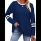 thumbnail image 2 of Camisas de Larga para Mujer, Blusas Casuales con Bloques de Color, Conjuntos de Otoño, Camisetas Básicas, Ropa de Moda Azul Marino M, 2 of 6