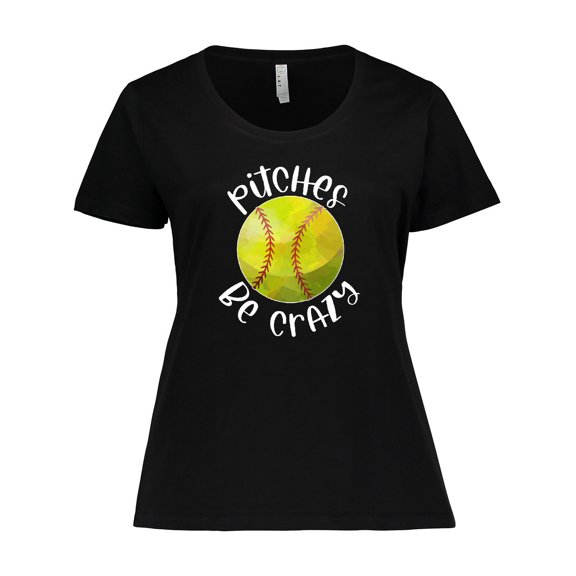 Inktastic Pitches Be Crazy Softball Humor Women's Plus Size T-Shirt