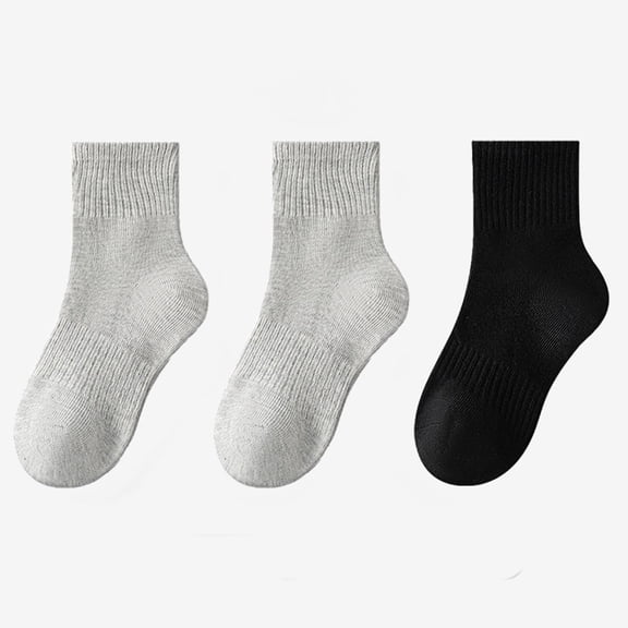 Kids Mid-Tube Socks 3 Pairs Boys Girls Soft Cotton Crew Ankle Socks Seamless Toe Dress Casual Sports Socks Girl's Socks & Hosiery Gray 3Y