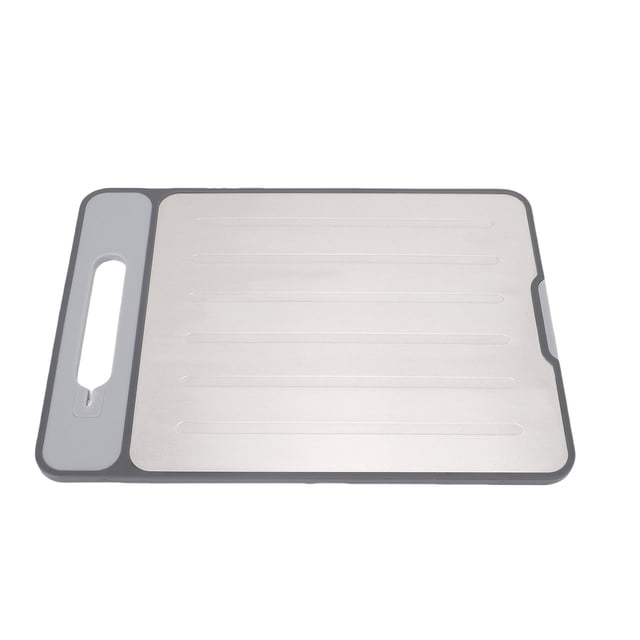 Quick Defrosting Tray, Anti Slip Non Electric Standable Thawing Tray Built in Sharpener Garlic Grater for Frozen Meat Fish and Vegetables