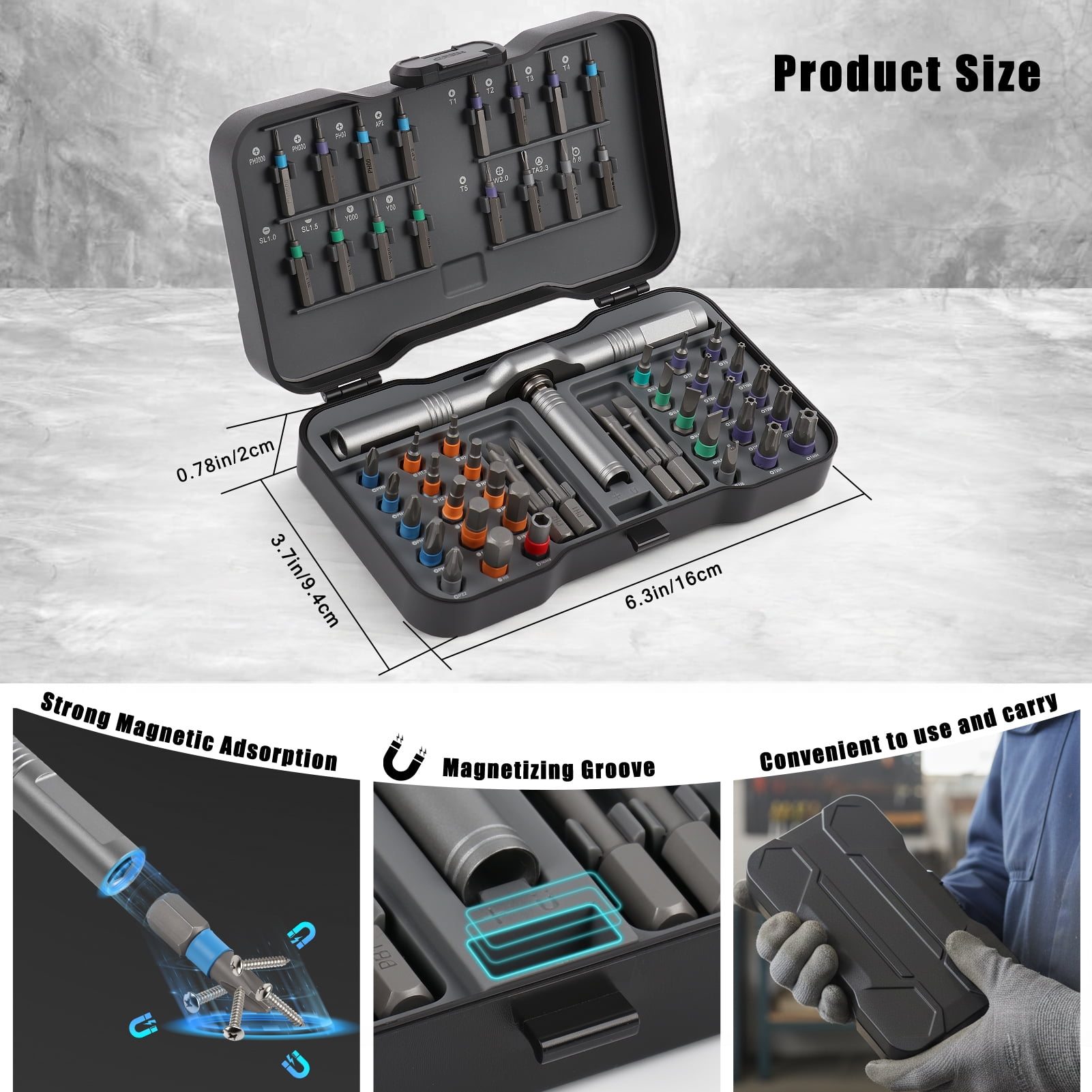 50 in 1 Magnetic Screwdriver Set, Multi Bit Magnetic Drive with Ratchet Handle, DIY Ratchet Screwdriver Set, Portable Repair Tool Kit for Furniture, Computer, Bicycle