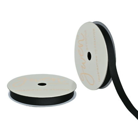 Gwen Studios 3/8" Black Grosgrain Ribbon, 7 Yards
