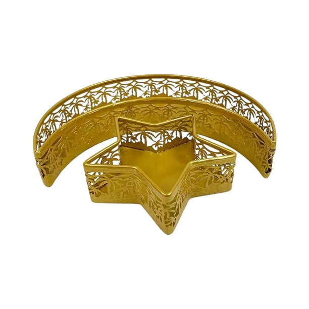 2 bandejas de luna y estrella, bandeja decorativa para exhibición de alimentos, vajilla multiusos Dorado