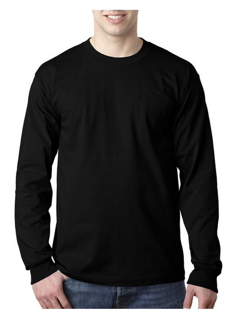 Adult Heavy Cotton, Long Sleeve T-Shirt, Lime Green M with Pocket