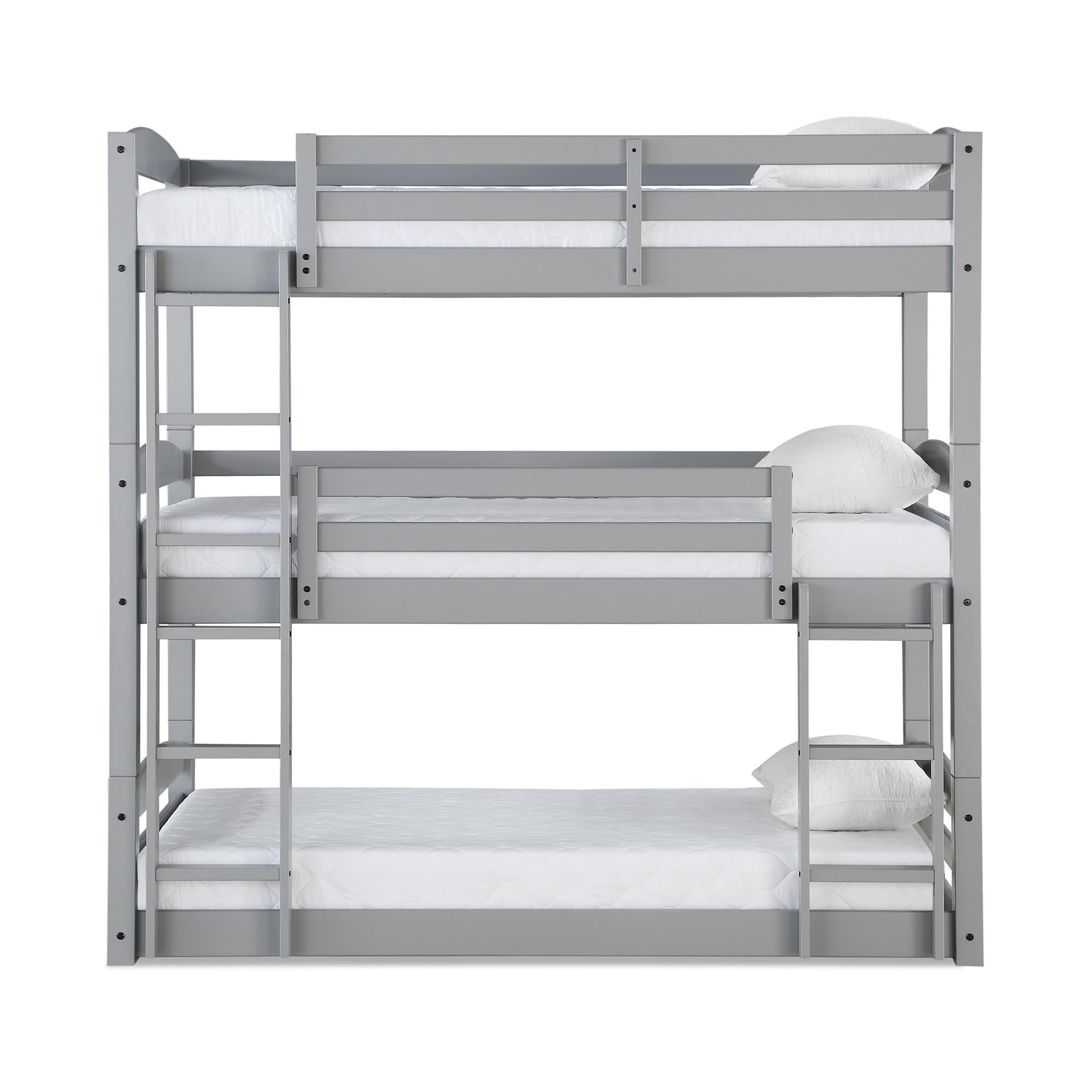 Better Homes & Gardens Tristan Triple Twin Convertible Floor Bunk Bed, Gray