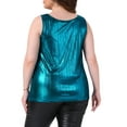 thumbnail image 4 of DARING DIVA Women's Plus Shiny Metallic Tank Top Sleeveless Party Blouse 3X Blue, 4 of 7