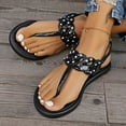 thumbnail image 2 of DAFEI Flip Flops for Women Rhinestone Flat Sandals Comfortable Suitable for Party Vacation Sexy Square Toe Rhinestone Bohemian Sandals, 2 of 8