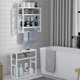 thumbnail image 3 of Toallero estante de almacenamiento de baño sobre el inodoro con barra de toallas bambú estante flotante de altura ajustable estante de pared para espa, 3 of 7
