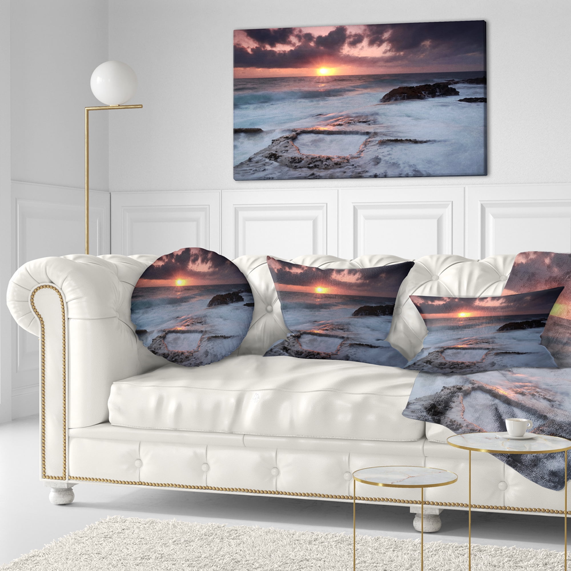 Designart 12" x 20" Multi-color Polyester Throw Pillow