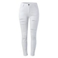 thumbnail image 4 of Mnyotv Women’s Fashion New European And American Ripped Jeans Women's Pencil Pants Women's Jeans White S, 4 of 8