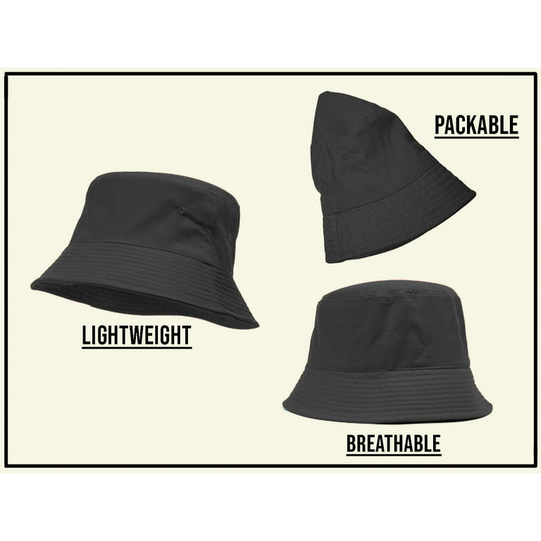 Bucket Hat For Men Women - Cotton Packable Fishing Cap, Dark Grey S/M 