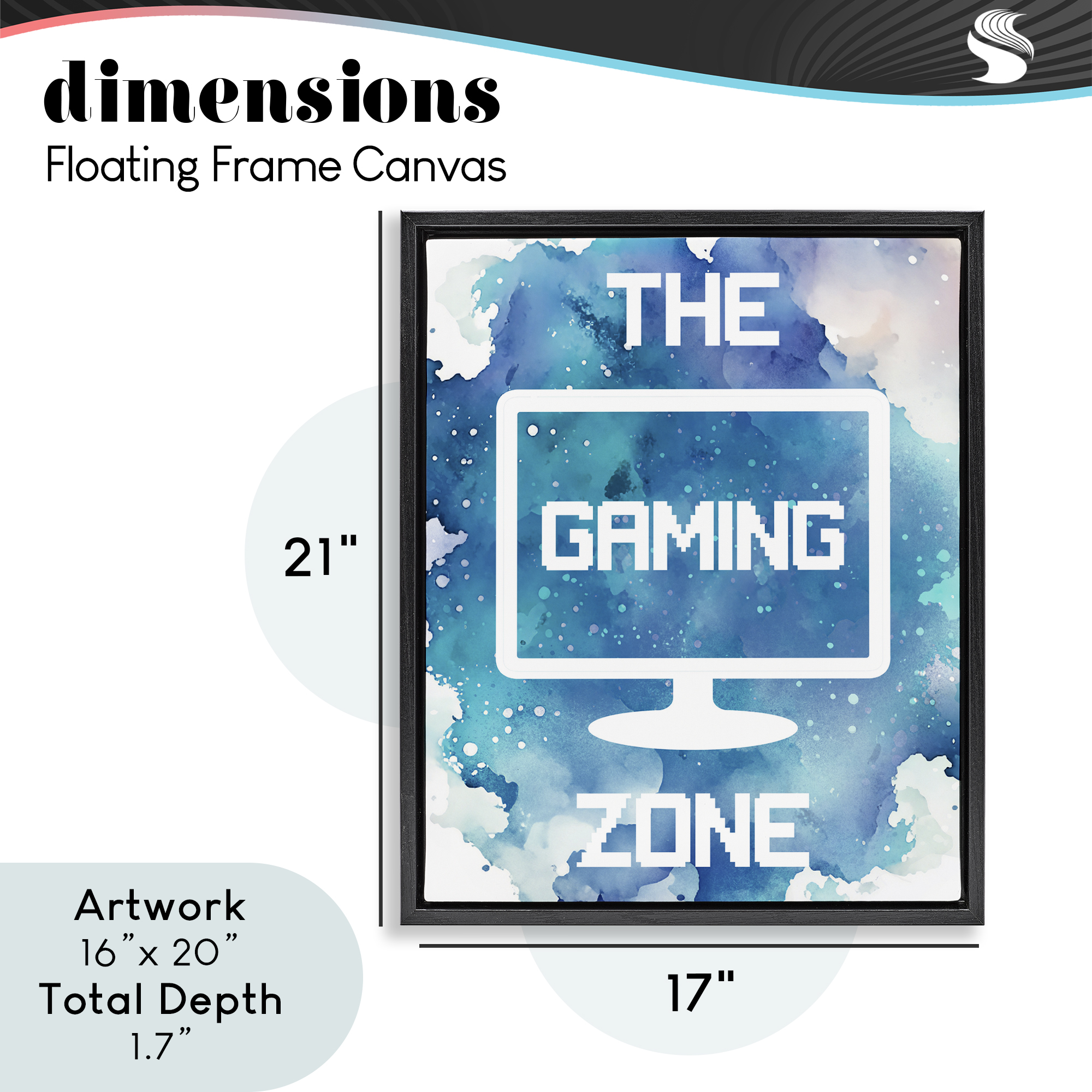 Gaming Zone Moniter Black Framed Floater Canvas Wall Art, design by Marcus Prime
