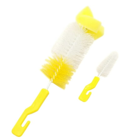 Yooci #C08Y2# 2-in-1 Long-Handled Bottle and Teacup Brush with Sponge – Versatile Cleaning Tool for Baby Bottles and Glassware