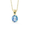 Gem Stone King 3.63 Ct Millennium Blue Mystic Quartz Blue Diamond 18K Yellow Gold Plated Silver Pendant