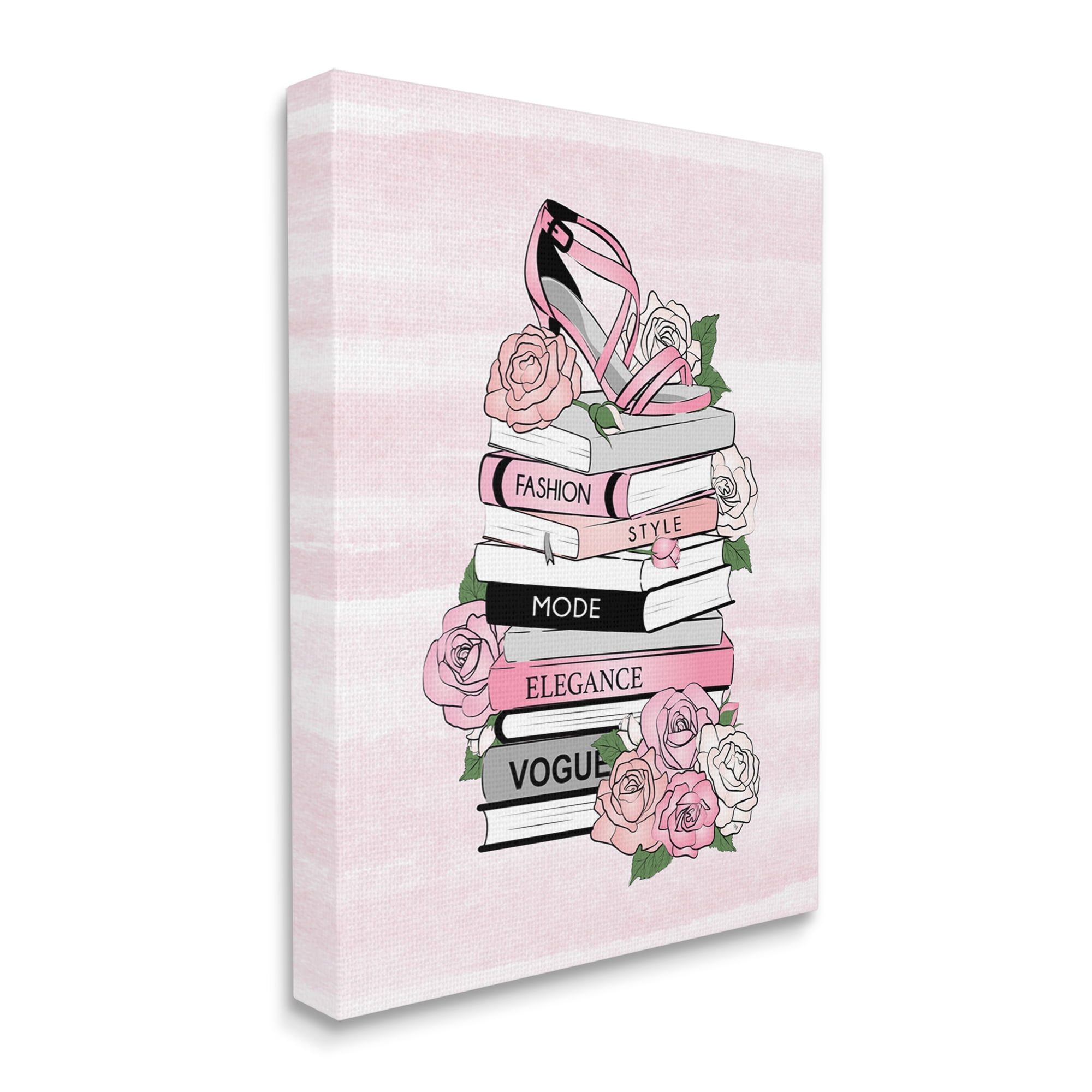Stupell Industries Fashion Style Elegance Phrases Glamourous Flowered Bookstack ,30 x 40, Design by Martina Pavlova