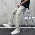 thumbnail image 2 of Fashion American high street vibe pants men's retro yellow mud dyed jeans men's trendy loose straight leg micro flared long pants, 2 of 25