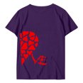 thumbnail image 2 of Chandails des Fêtes pour Couples Assortis, Imprimé Cœur de la Saint-Valentin, Col Rond, Mode, Léger, Coupe Classique, T-Shirt Décontracté, Confortable, Doux, pour Lui et Elle, T-Shirt de Base, Vêtements de Vacances, Violet, P, 2 of 6