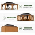 thumbnail image 3 of Aoxun 12x20FT Outdoor Galvanized Steel Hardtop Gazebo, Patio Aluminum Double Roof Gazebo with Netting & Curtain for Garden, Poolside, Deck, Backyard, 3 of 9