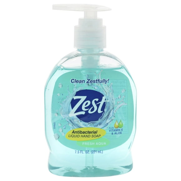 Savon Liquide Antibactérien pour les Mains - Aqua Frais de Zest pour Unisexe - 7,5 oz Savon pour les Mains
