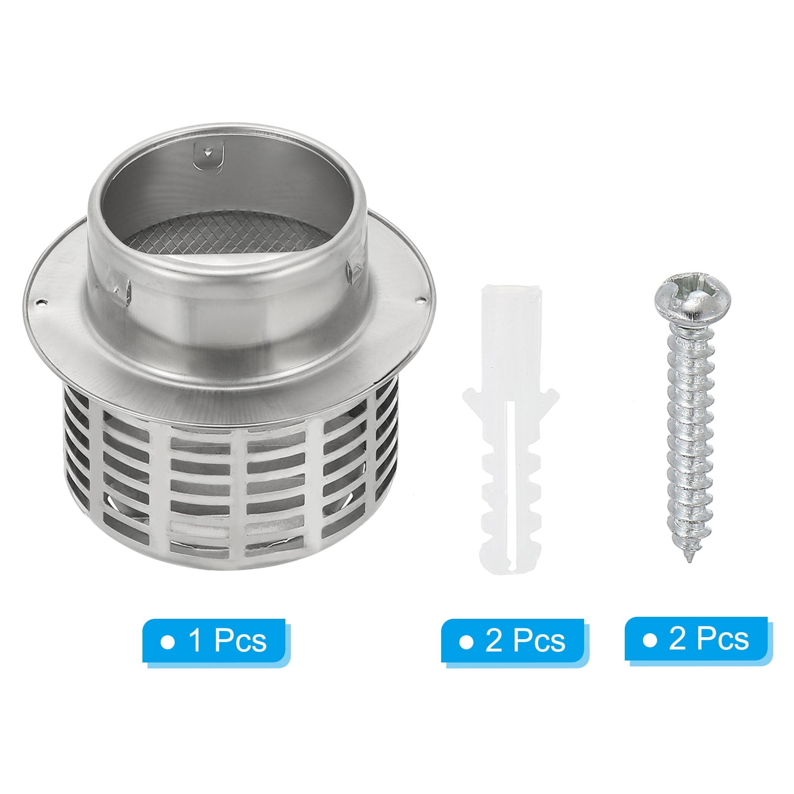 Uxcell 4" 304 Stainless Steel Vent Cover Wall Soffit Air Vent Louvered with Mesh for HVAC Exhaust Extractor Fan
