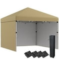 thumbnail image 2 of Outsunny 117" x 117 Pop Up Canopy with Sidewalls, Weight Bags and Carry Bag, Height Adjustable Tents for Parties, Beige, 2 of 9
