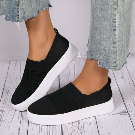 

ZTTD Leisure Women s Four Seasons Solid Non Slip Flat Round Toe Breathable Slip On Lazy Mesh Shoes